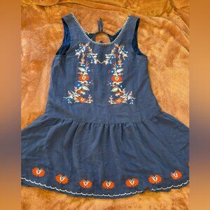 THML Navy Dress with Orange and White Embroidery